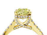 Yellow gold Fancy Yellow Cushion  Brilliant Diamond Solitaire with Pavé Band and Four-Prong Setting 5