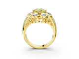 Yellow gold Fancy Yellow Cushion  Brilliant Flower Halo Diamond Split Shank Ring_29
