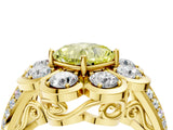 Yellow gold Fancy Yellow Cushion  Brilliant Flower Halo Diamond Split Shank Ring_30