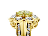 Yellow gold Fancy Yellow Cushion  Brilliant Flower Halo Diamond Split Shank Ring_31