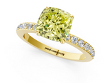 Yellow gold Fancy Yellow Cushion  Brilliant Pavé Band Solitaire with Four-Prong Setting_49