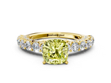 Yellow gold Fancy Yellow Cushion  Brilliant Solitaire with Pavé Band and Four-Prong Setting_41