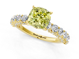 Yellow gold Fancy Yellow Cushion  Brilliant Solitaire with Pavé Band and Four-Prong Setting_42