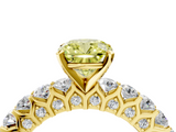Yellow gold Fancy Yellow Cushion  Brilliant Solitaire with Pavé Band and Four-Prong Setting_45
