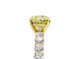 Yellow gold Fancy Yellow Cushion  Brilliant Solitaire with Pavé Band and Four-Prong Setting_46