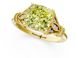 Yellow gold Fancy Yellow Cushion  Brilliant Solitaire with Pave Band and Four-Prong Setting_21