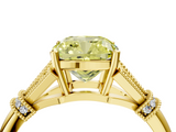 Yellow gold Fancy Yellow Cushion  Brilliant Solitaire with Pave Band and Four-Prong Setting_24
