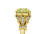 Yellow gold Fancy Yellow Cushion  Brilliant Solitaire with Pave Band and Four-Prong Setting_25