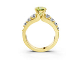 Yellow gold Fancy Yellow Cushion  Brilliant Solitaire with Side Stones on a Pave Band and Four-Prong Setting_27