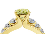 Yellow gold Fancy Yellow Cushion  Brilliant Solitaire with Side Stones on a Pave Band and Four-Prong Setting_28