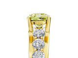 Yellow gold Fancy Yellow Cushion  Brilliant Solitaire with Side Stones on a Pave Band and Four-Prong Setting_29
