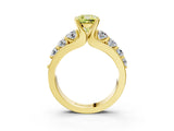 Yellow gold Fancy Yellow Cushion  Brilliant Solitaire with Side Stones on a Pave Band and Four-Prong Setting_40