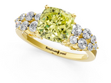Yellow gold Fancy Yellow Cushion  Cluster Diamond Engagement Ring with Pavé Band and Four-Prong Setting_53