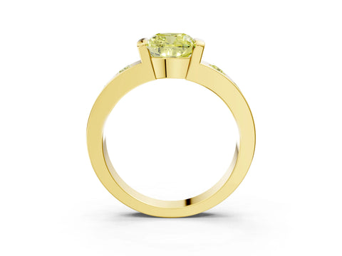 Yellow gold Fancy Yellow Cushion Cut Brilliant Channel-Set Diamond Ring with Bezel Prong Setting_3