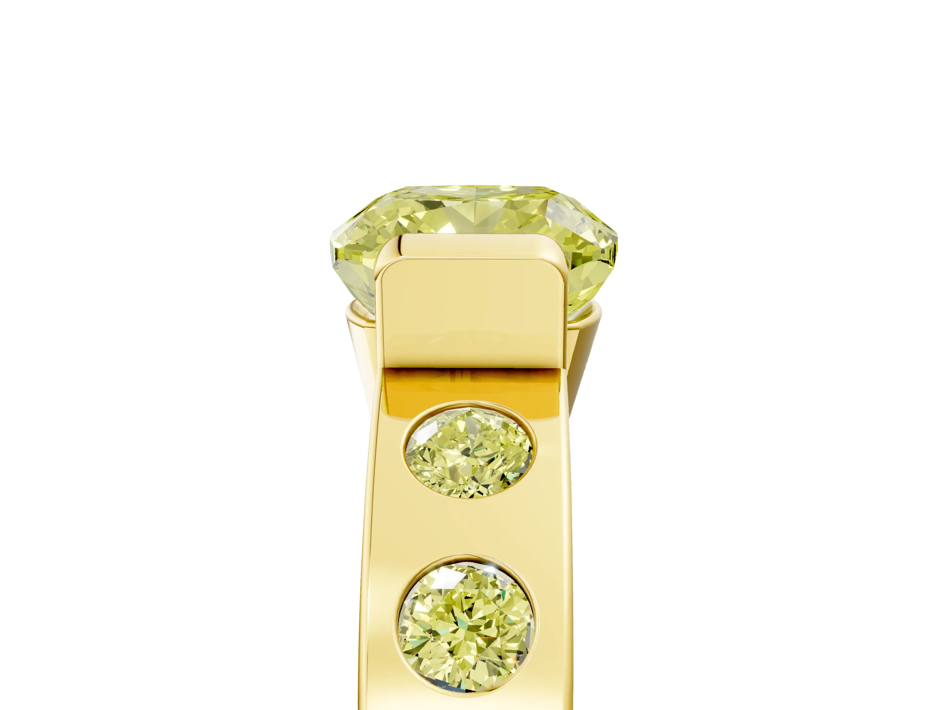 Yellow gold Fancy Yellow Cushion Cut Brilliant Channel-Set Diamond Ring with Bezel Prong Setting_5