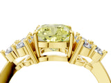 Yellow gold Fancy Yellow Cushion Cut Brilliant Diamond Cluster Accent Solitaire Ring with Prong Setting_4