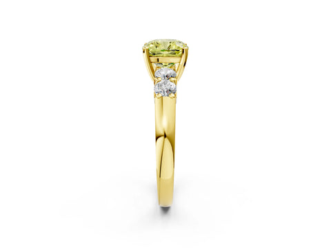 Yellow gold Fancy Yellow Cushion Cut Brilliant Diamond Five-Stone Engagement Ring with Prong Setting on a Classic Band_5
