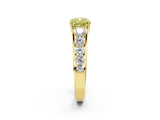 Yellow gold Fancy Yellow Cushion Cut Brilliant Diamond Pavé Band with Six-Prong Setting_2