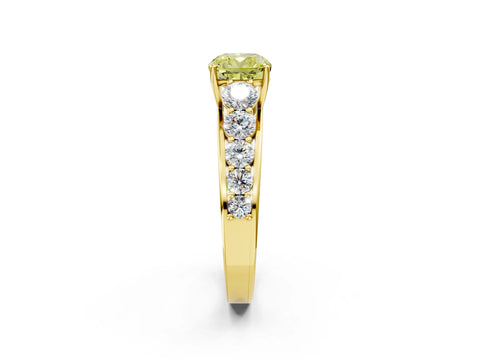Yellow gold Fancy Yellow Cushion Cut Brilliant Diamond Pavé Band with Six-Prong Setting_2