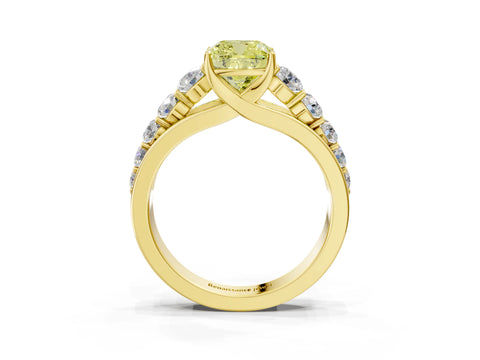 Yellow gold Fancy Yellow Cushion Cut Brilliant Diamond Pavé Band with Six-Prong Setting_3