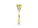 Yellow gold Fancy Yellow Cushion Cut Brilliant Diamond Solitaire Ring with Pear Side Stones and Four-Prong Setting_5