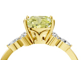 Yellow gold Fancy Yellow Cushion Cut Brilliant Diamond Solitaire Ring with Pear Side Stones and Four-Prong Setting_7