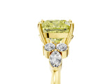 Yellow gold Fancy Yellow Cushion Cut Brilliant Diamond Solitaire Ring with Pear Side Stones and Four-Prong Setting_8