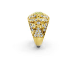 Yellow gold Fancy Yellow Cushion Cut Brilliant Halo Pave Diamond Milgrain Ring_2