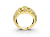 Yellow gold Fancy Yellow Cushion Cut Brilliant Halo Pave Diamond Milgrain Ring_3