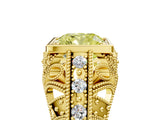 Yellow gold Fancy Yellow Cushion Cut Brilliant Milgrain Filigree Diamond Ring with Square Prong Setting_5
