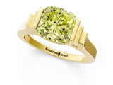 Yellow gold Fancy Yellow Cushion Cut Brilliant Solitaire Diamond Ring with Channel Set Band and Bar Prong Setting_7