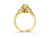 Yellow gold Fancy Yellow Cushion Cut Brilliant Three-Stone Diamond Ring with Pavé Band and Four-Prong Setting_6