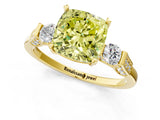 Yellow gold Fancy Yellow Cushion Cut Brilliant Three-Stone Pave Band with Four-Prong Setting_1