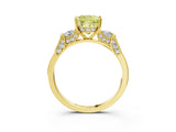 Yellow gold Fancy Yellow Cushion Cut Brilliant Three-Stone Pave Band with Four-Prong Setting_3
