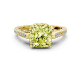 Yellow gold Fancy Yellow Cushion  Cut Cathedral Pave Diamond Engagement Ring with Six-Prong Setting_32