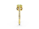 Yellow gold Fancy Yellow Cushion  Cut Cathedral Pave Diamond Engagement Ring with Six-Prong Setting_34