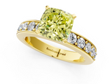 Yellow gold Fancy Yellow Cushion  Cut Channel Set Diamond Engagement Ring with Four-Prong Setting_241