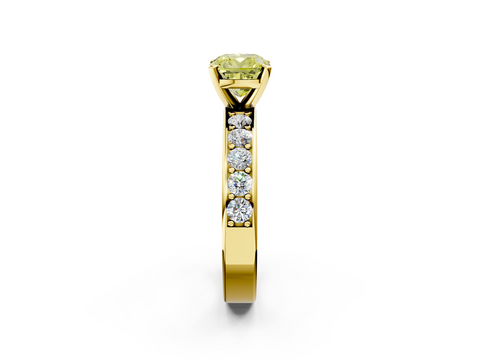 Yellow gold Fancy Yellow Cushion  Cut Channel Set Diamond Engagement Ring with Four-Prong Setting_242