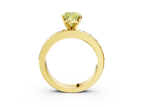 Yellow gold Fancy Yellow Cushion  Cut Channel Set Diamond Engagement Ring with Four-Prong Setting_243