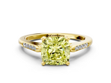 Yellow gold Fancy Yellow Cushion  Cut Channel Set Solitaire Engagement Ring with Four-Prong Setting_144