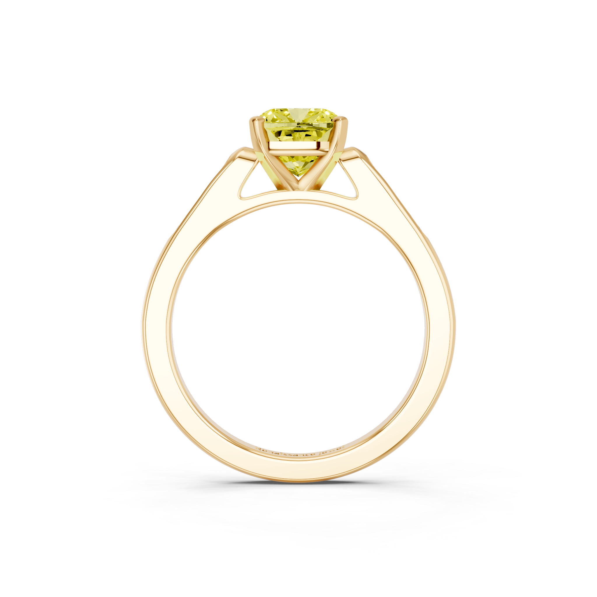 Yellow gold Fancy Yellow Cushion  Cut Channel Set Solitaire Engagement Ring with Four-Prong Setting_15