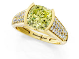 Yellow gold Fancy Yellow Cushion Cut Cut Diamond Channel Set Pave Band with Tension Prong Setting_1
