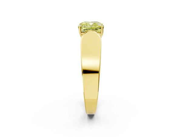 Yellow gold Fancy Yellow Cushion Cut Cut Diamond Channel Set Solitaire Ring with Four-Prong Setting