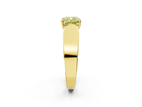 Yellow gold Fancy Yellow Cushion Cut Cut Diamond Channel Set Solitaire Ring with Four-Prong Setting_2