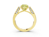 Yellow gold Fancy Yellow Cushion Cut Cut Diamond Channel Set Solitaire Ring with Four-Prong Setting_3