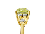 Yellow gold Fancy Yellow Cushion Cut Cut Diamond Cluster Ring with Solitaire Band and Four-Prong Setting_17