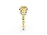 Yellow gold Fancy Yellow Cushion Cut Cut Diamond Halo Engagement Ring with Open Split Pavé Band_2