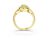 Yellow gold Fancy Yellow Cushion Cut Cut Diamond Halo Engagement Ring with Open Split Pavé Band_3