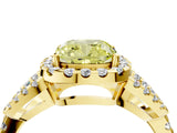 Yellow gold Fancy Yellow Cushion Cut Cut Diamond Halo Engagement Ring with Open Split Pavé Band_4