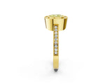 Yellow gold Fancy Yellow Cushion Cut-Cut Diamond Halo Engagement Ring with Pave Band and Prong Setting_2